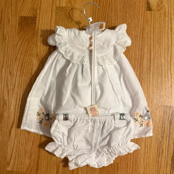 Happily Grey Baby Girl Easter Bunny Dress With Matching Shoes & Diaper Cover - Picture 8 of 13